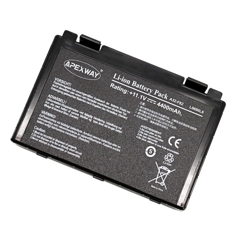 ApexWay – Pack de 6 batteries pour Asus A32-F82 L0690L6 A41 F82Q X5E X5EA X5J X66 Pro5DAB Pro79I