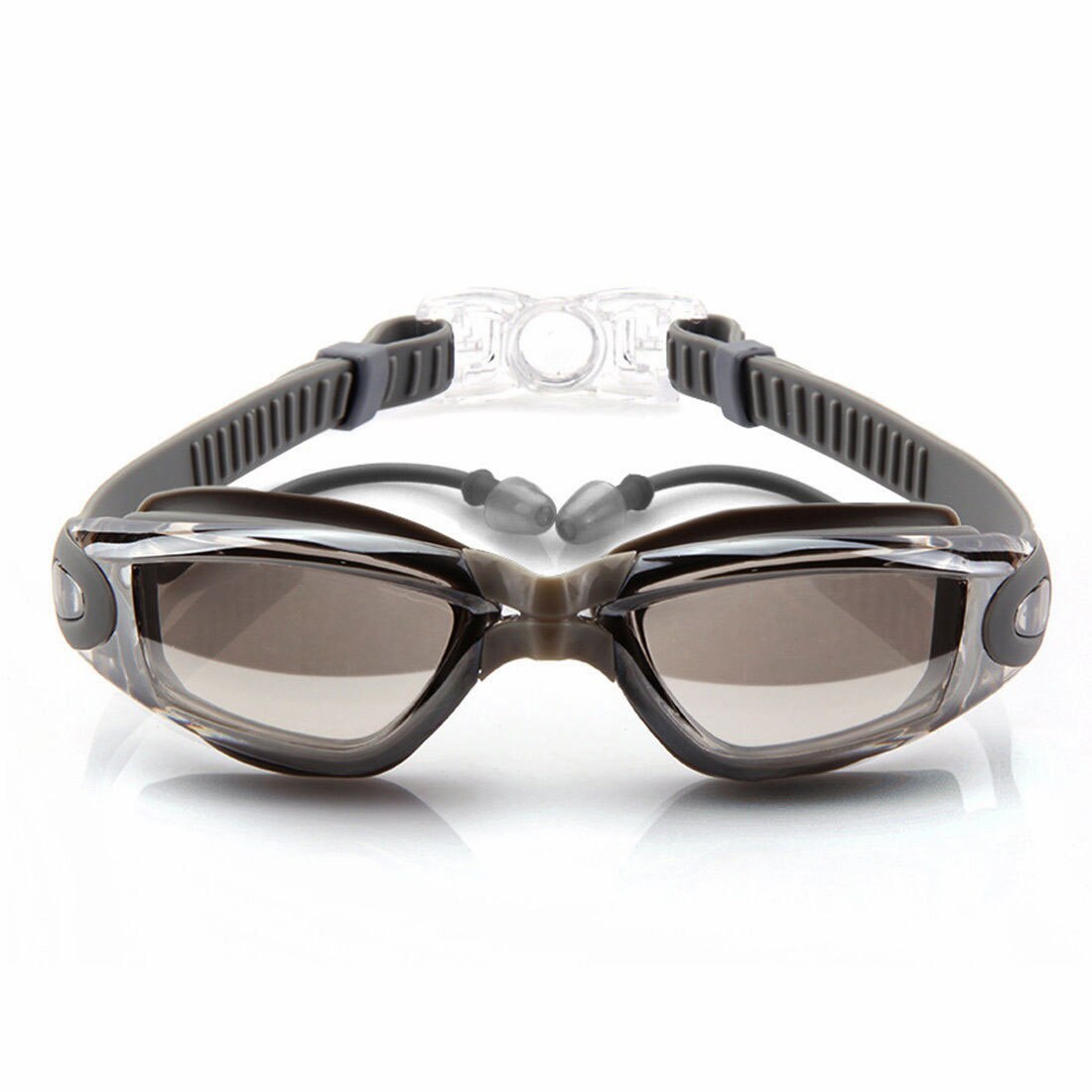 Waterdichte Zwemmen Brillen Lunette Plongee Anti Fog Dioptrie Zwemmen Googles Met Oordopjes Voor Volwassen Sport Bril: Grey