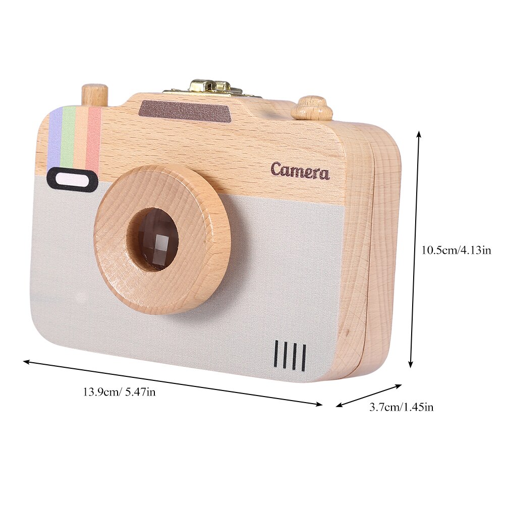 Wooden Baby Tooth Box Teeth Organizer Wooden Camera-pattern Storage Box Case for Baby Teeth and Baby Hair