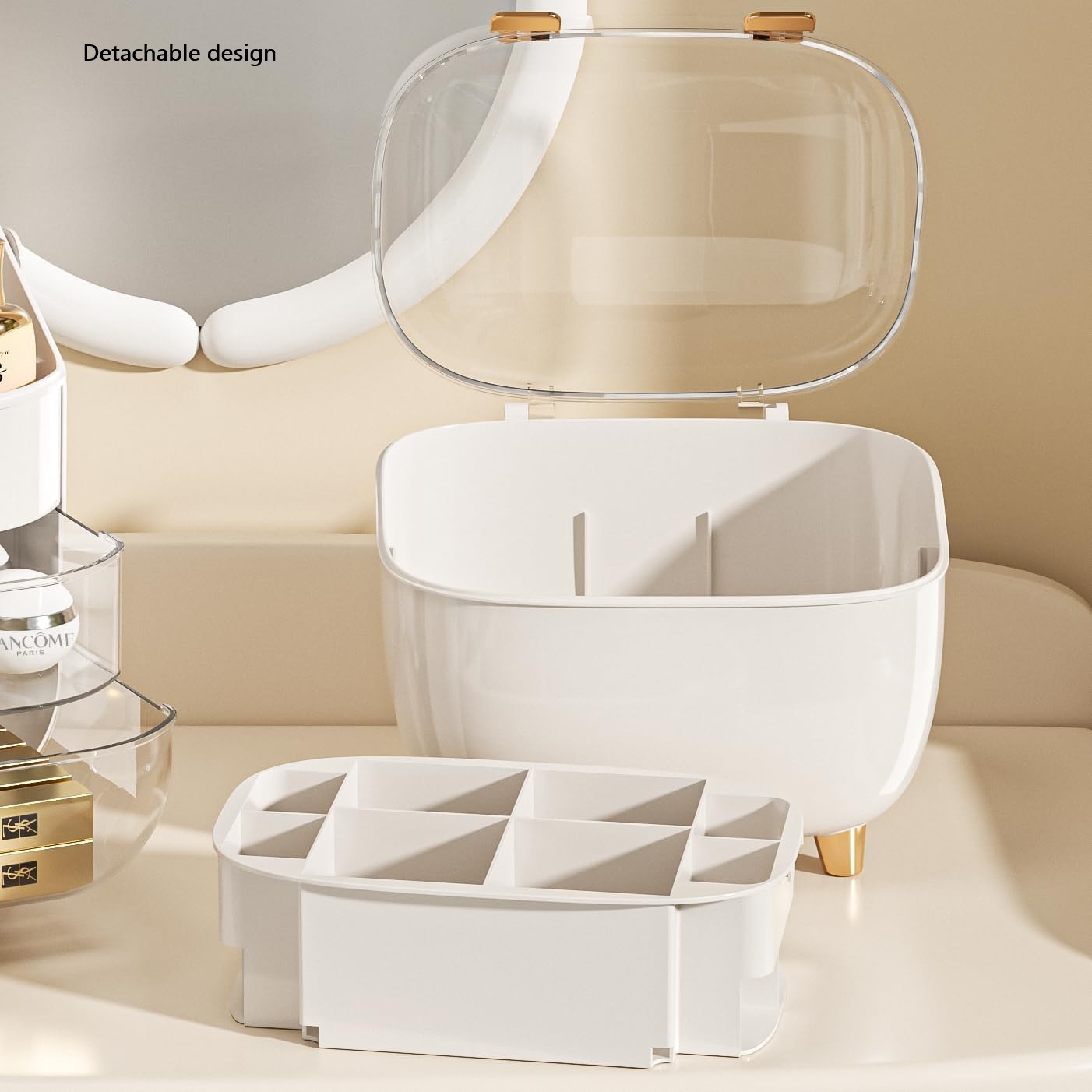 Lippenstifthalter-Organizer mit Deckel, transparenter Acryl-Lippenstift-Ausstellungsständer, Behälter, staubdicht, Schönheits-machen-hoch-Organizer für Kosmetika
