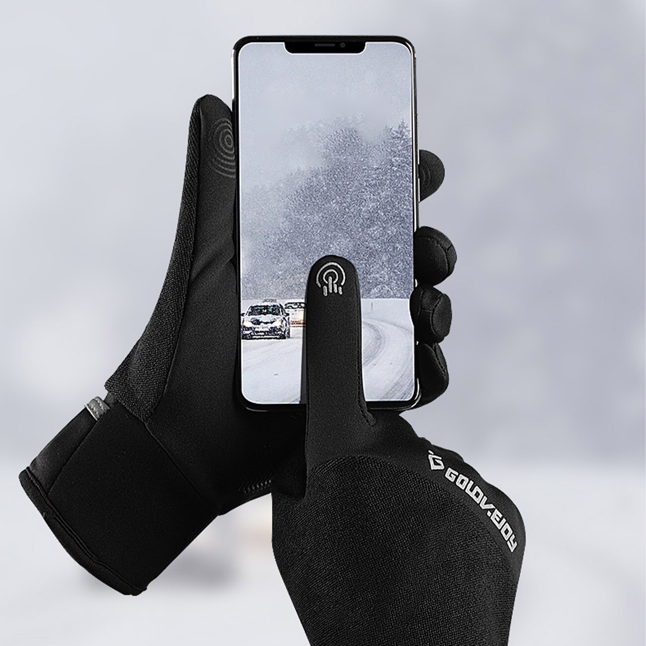 Winter Ski Mittens Warm Waterproof Reflective Gloves For Cycling Unisex Full Finger Thermal Fleece Touchscreen Reflective Golves