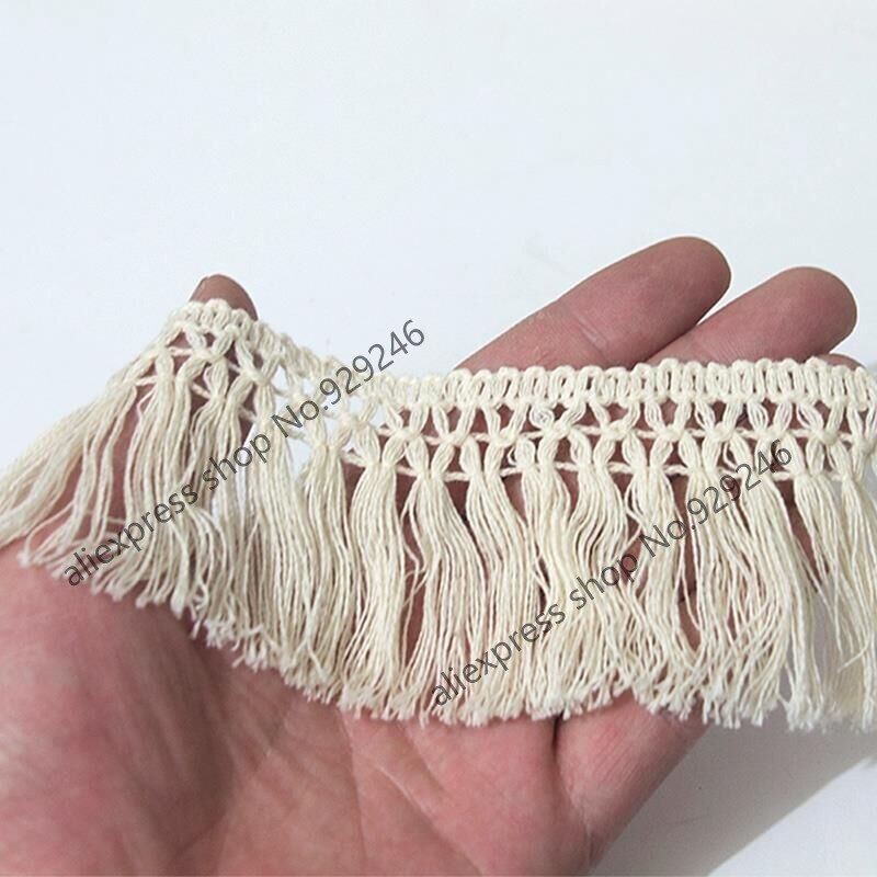 17 Meters/partij 6Cm Katoen Kwastje Fringe Trimmings Off-Wit Kant Diy Schoenen Hoed Tassen Garment Home Textiel Decoratieve accessoire