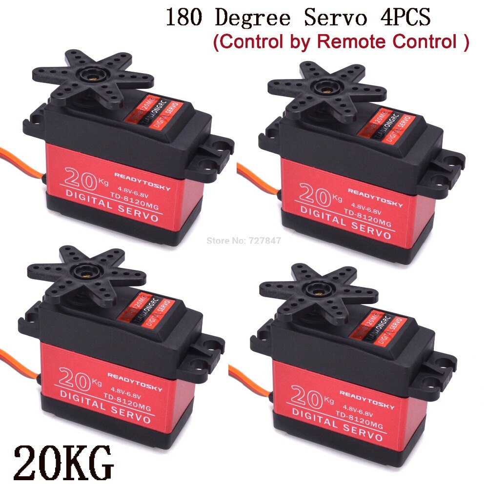 20kg TD8120MG / 25kg TD8325MG Hohe Drehmoment Kernlosen Motor- Servo Wasserdichte Digital 180 Grad Servo Kontrolle durch Fernbedienung Kontrolle: 4Stck 20KG SERVO
