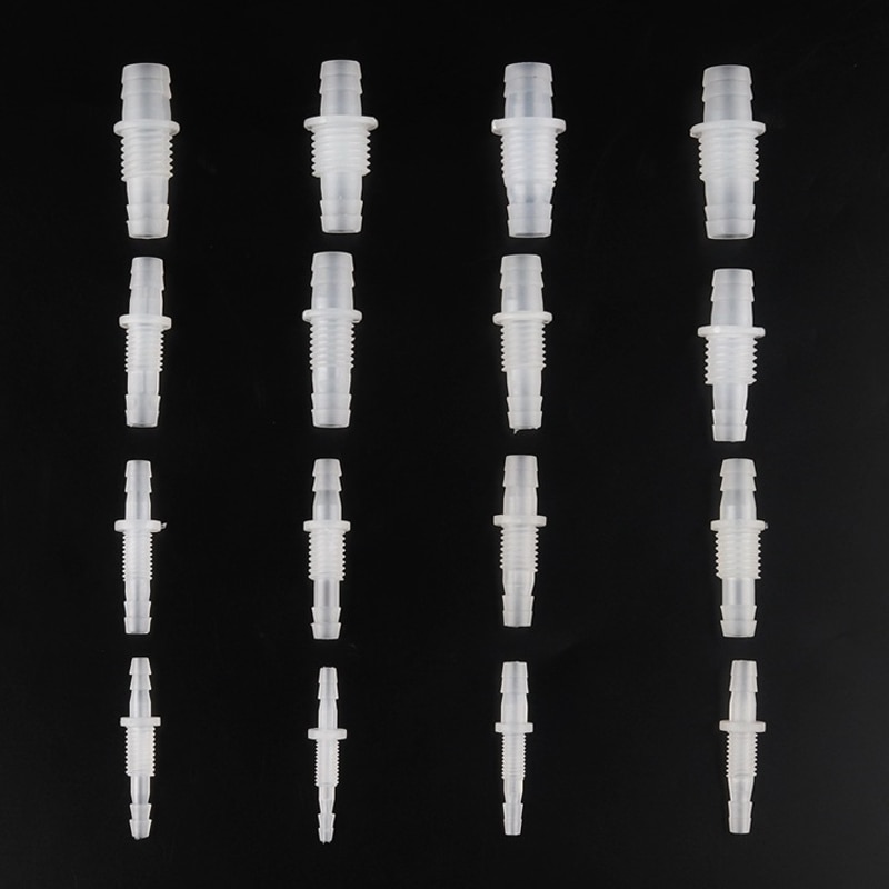 10Pcs 8~12mm M14~M16 Thread PP Straight Connectors Aquarium Fish Tank Plastic Pagoda Joints Food Grade Air Pump Hose Nut Adapter