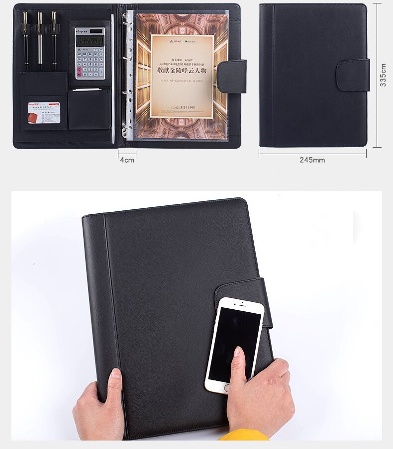 Multifunctionele map  a4 ,  pu-lederen documentenmappen met 4- ringen in briefformaat. voor documentenmappen van 8.5 x 11 inch.