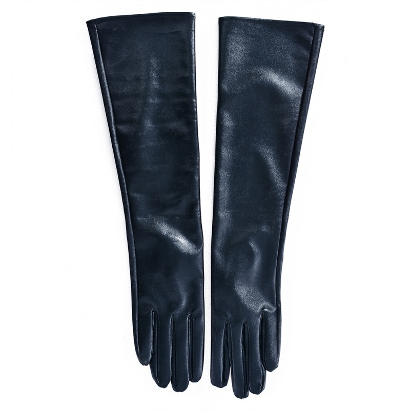 Vrouwen \'s Faux Leather Elleboog Handschoenen Winter Lange Handschoenen Warm Gevoerd Vinger Handschoenen
