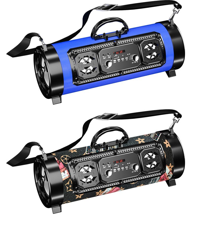 M17 outdoor portable Bluetooth speaker barrel wireless war drum sound subwoofer: Black Brown