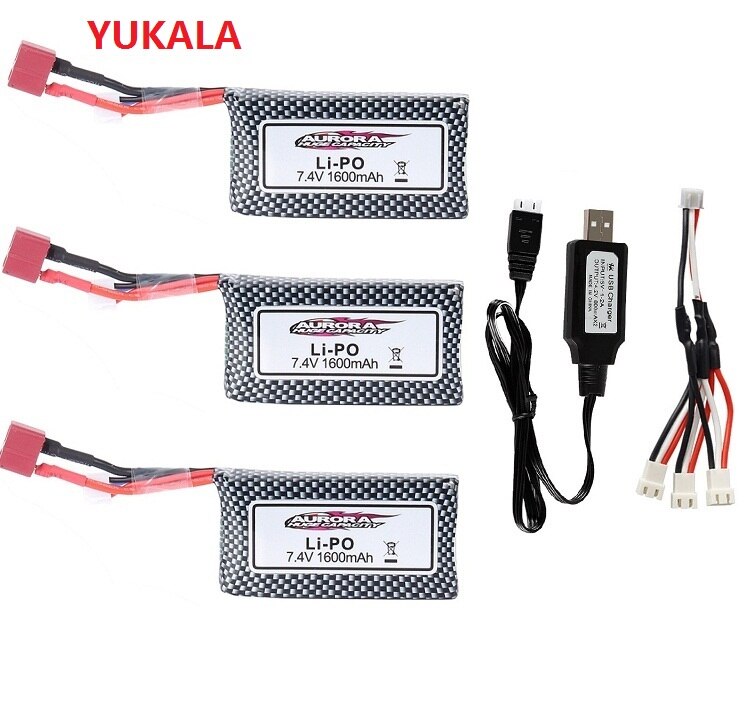 YUKALA XINLEHONG 9125 Fernbedienung Rc Auto Ersatzteile 7,4 v 1600 mah Lipo Batterie XLH 9125 batterie 1600 mah 7,4 V: Schwarz