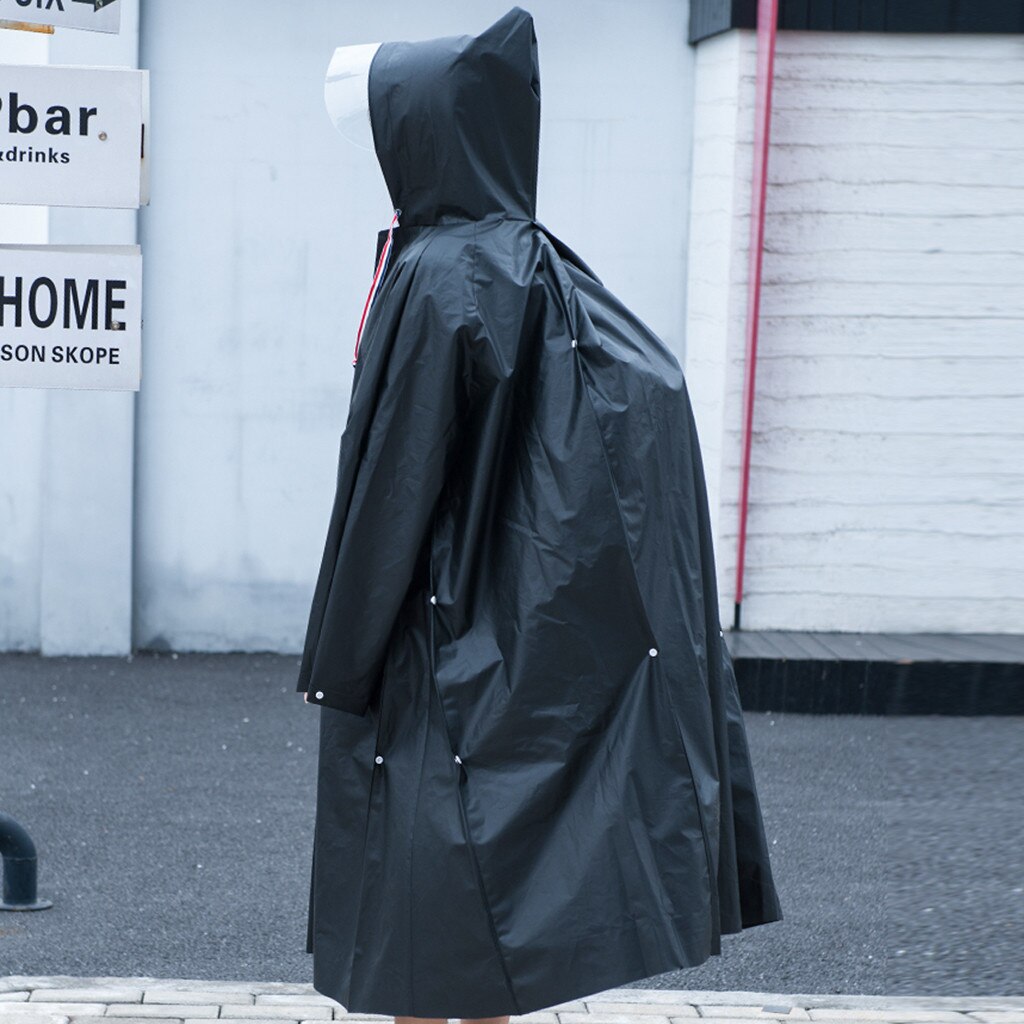 EVA Women Man Raincoat Thickened Waterproof Rain Poncho Coat Adult Clear Long Transparent Camping Hoodie Rainwear Suit