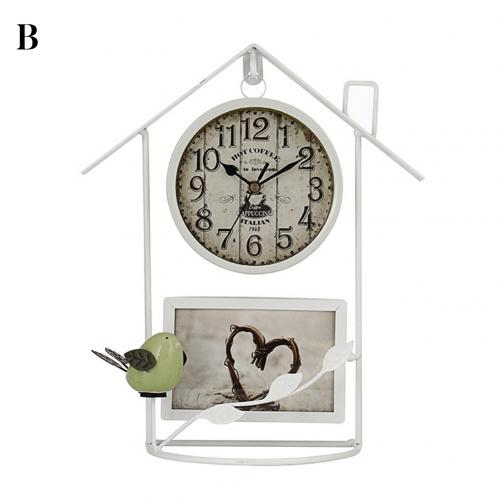 Retro colgante Vintage relojes país de Casa de hierro antiguo relojes mudo escritorio relojes de alarma para la sala de Decoración de casa: White B