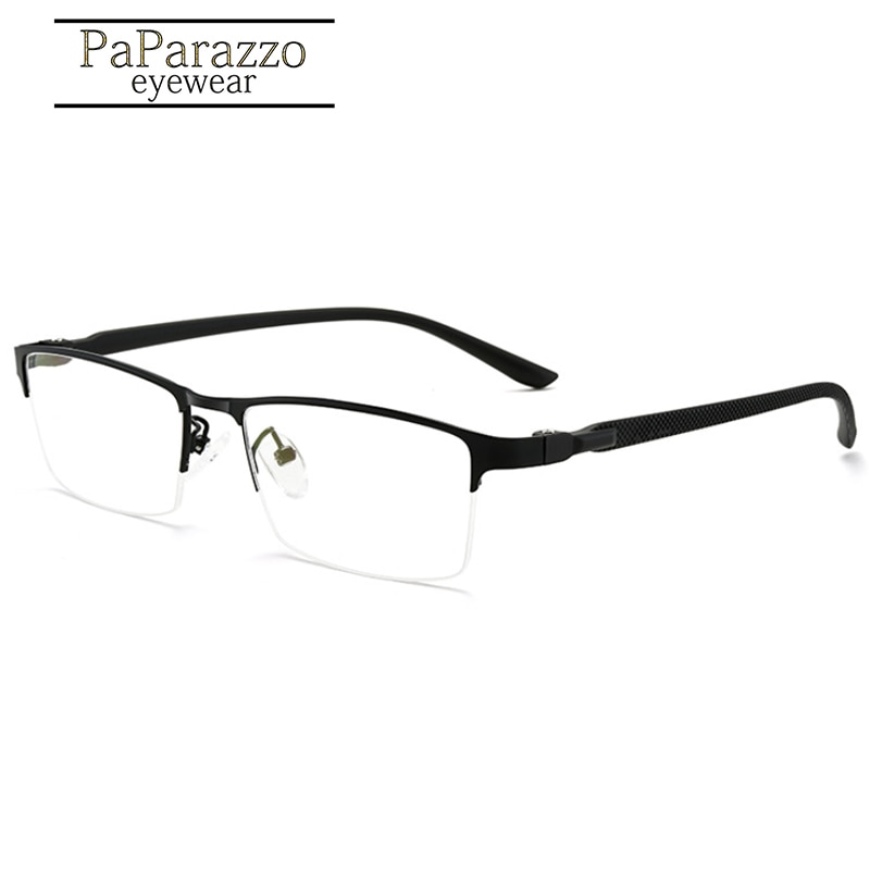 Ultralight Titanium Alloy Myopia Men Glasses Frame Superelastic TR90 Leg Prescription Grade Eyeglass Business Eyewear Half Frame