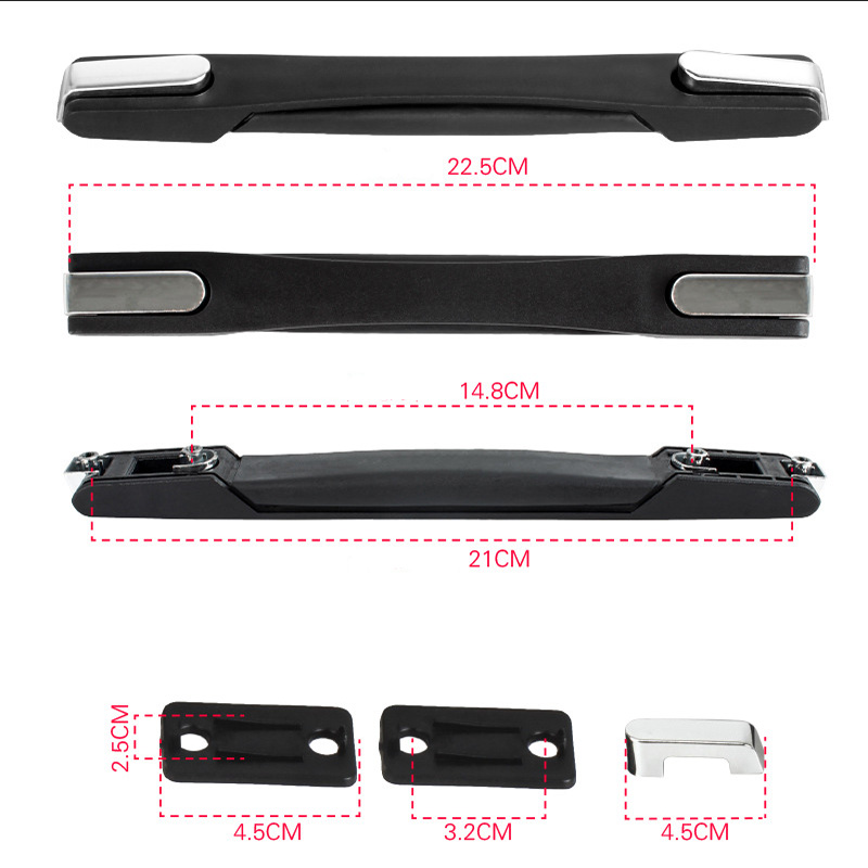 Asa de repuesto para maleta de 22,5 cm, piezas de equipaje de aluminio, correa de transporte de goma, accesorios para carrito, mano telescópica Universal