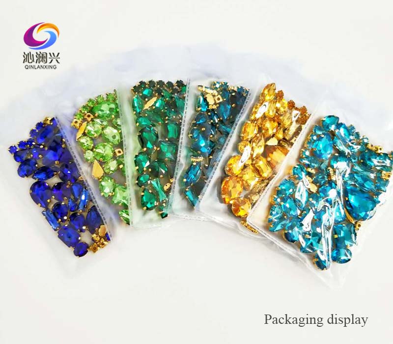 Fabrikssalg guld bund hvid 3d top krystal glas sy på sten, mix størrelse klo rhinestone diy/smykke tilbehør 58 stk/pak