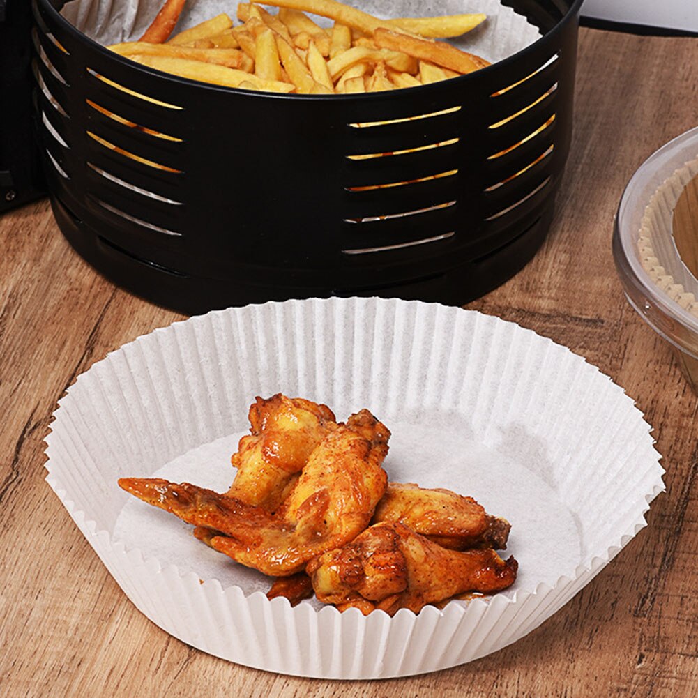 30Pcs Air Friteuse Wegwerp Papier Liner Non-stick Mat Stoomboot Ronde Papier Bakken Matten Keuken Airfryer Bakken Tools accessoires