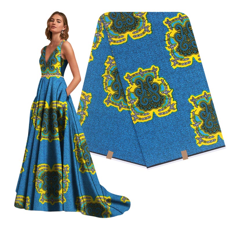 100%  bomull ankara afrikanska tryck batiktyg äkta vax sömnadsmaterial för festklänning 6 yards  h200315