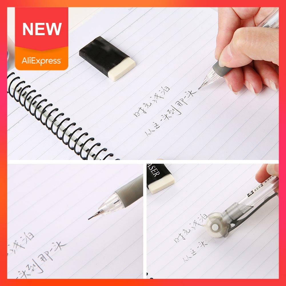 1pcs 0.7mm Transparent Mechanical Pencils With Eraser Supplies For Students Color Writing School as Random J1O9