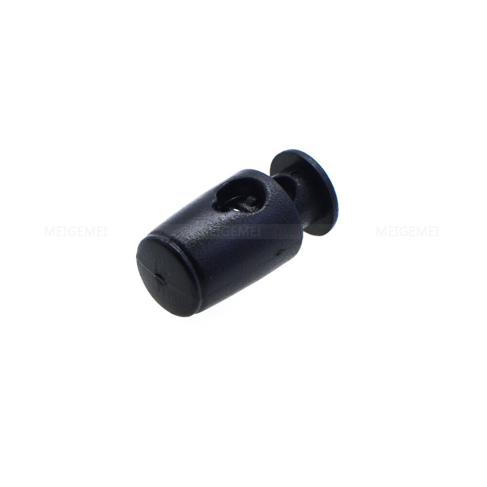 100 stks/pak Cord Lock Stopper Cilinderhuis Plastic Black Toggle Clip Voor Kledingstuk Accessoires/Tassen/Schoen Kant