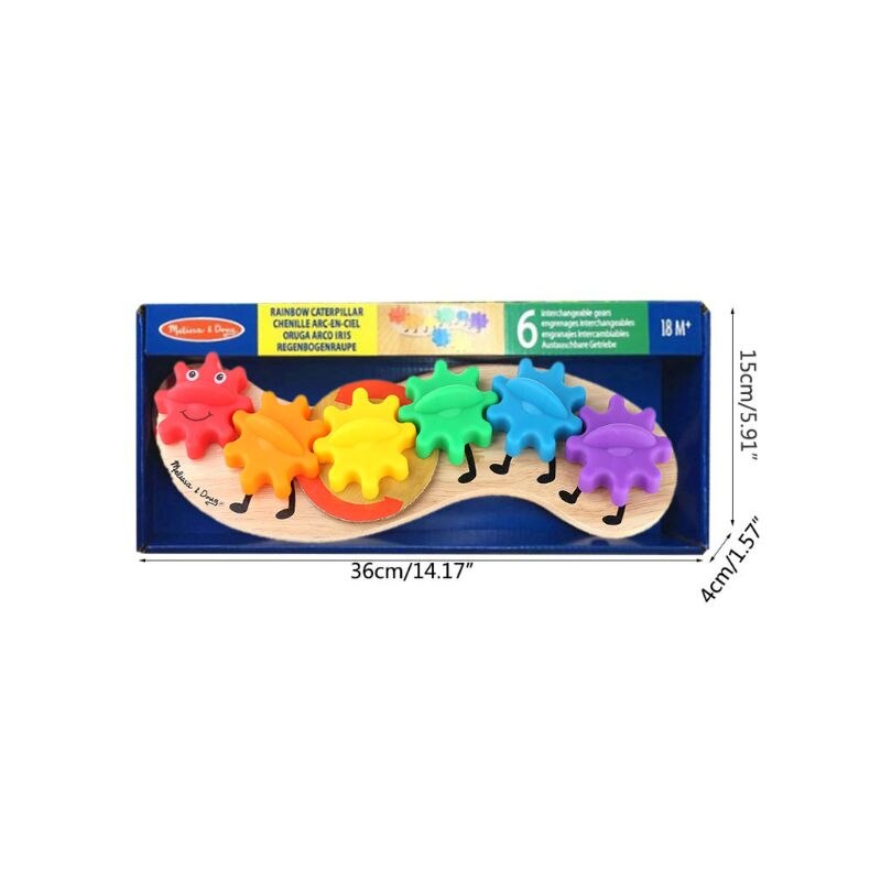 Wooden Rotating Gear Caterpillar Game Children Kids Color Recognition Enlightenment Early Learning Educational Toys