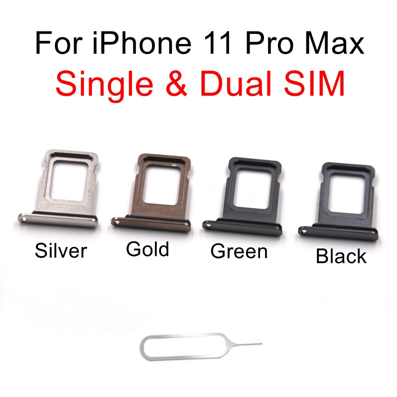 Single Dual SIM Card Tray Slot For iPhone 11 Pro Max Sim Tray Holder Slot Socket Adapter For iPhone 11Pro Max Replacement Parts