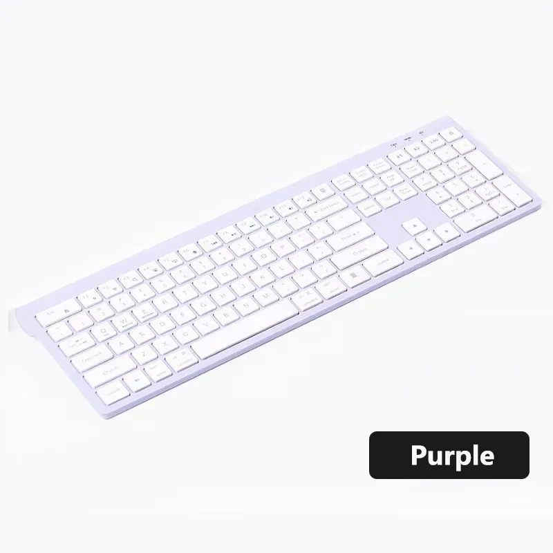 Bluetooth 5.0 & 2.4G Wireless Keyboard and Mouse Combo Multimedia Keyboard Mouse Set for iPad Macbook Android Laptop PC TV: PURPLE