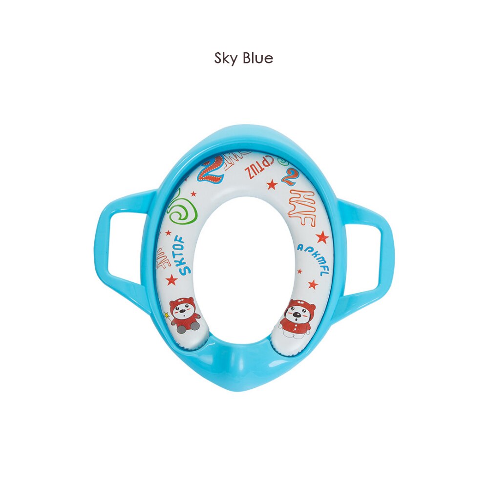 Baby training toilet seat environmental protection children's toilet with handle training seat baby toilet seat: Sky Blue