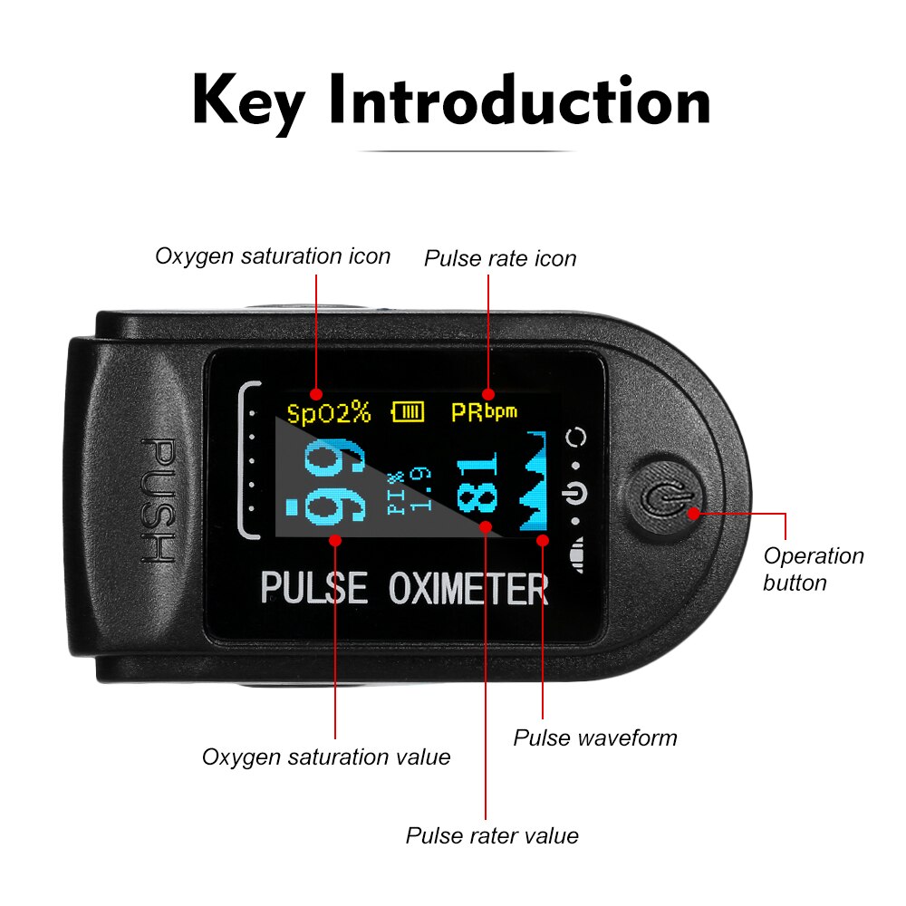 Fingertip Pulse Oximeter Blood Oxygen Saturation Pulso Oximetro Digital SpO2 Monitor Pulsioximetro Rate Measurement Meter OLED