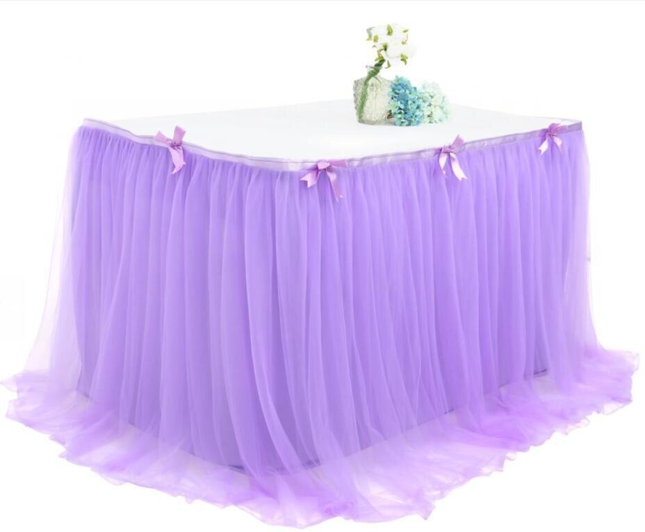 Tutu Tulle Table Skirt Tableware Lace Cover Baby Shower Home Decor Table Skirting Birthday Party decor Wedding table petticoat: Lavender