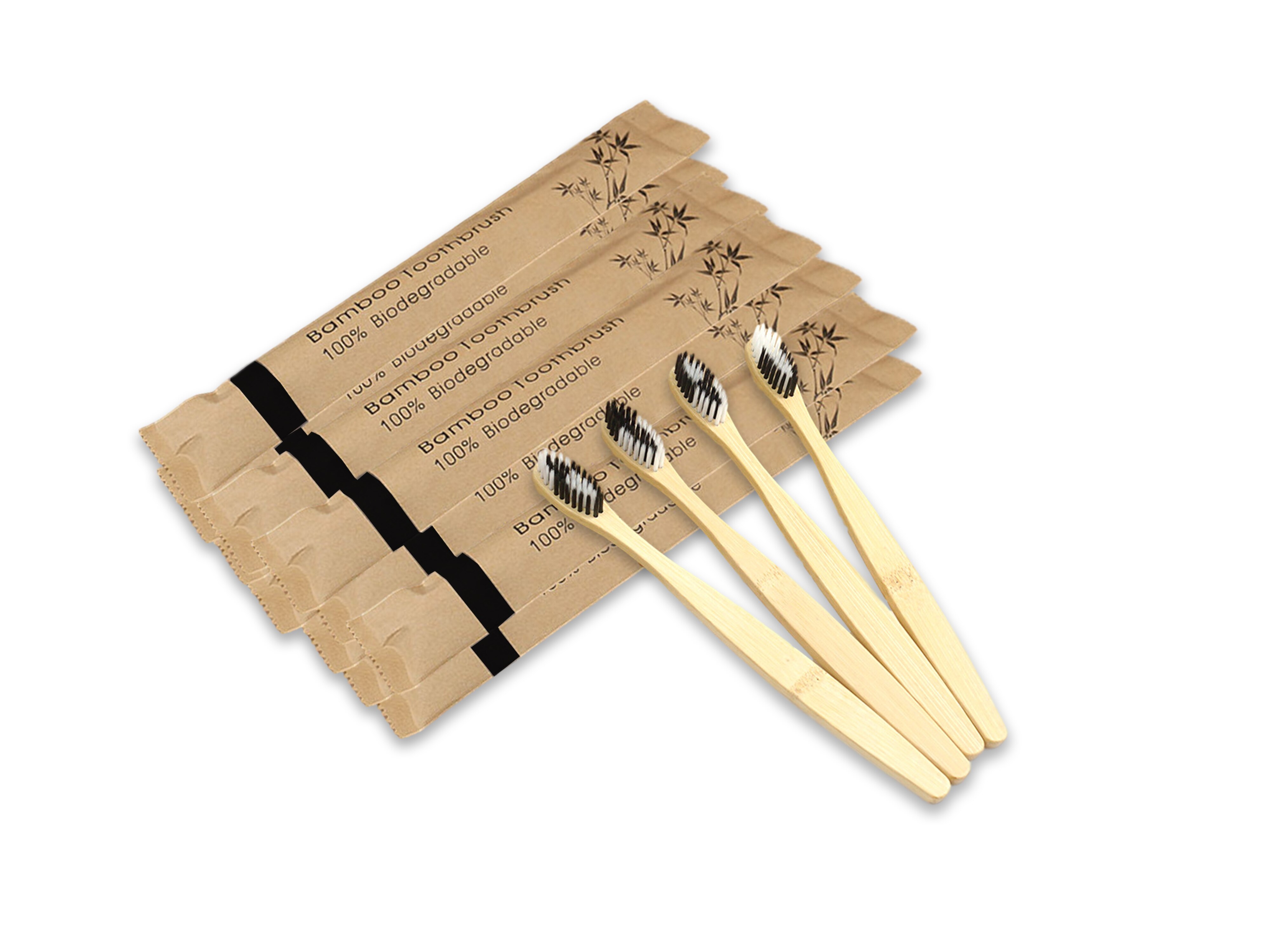 50/100 Pcs Colorful Soft Bristles Bamboo Toothbrush, Natural Eco Friendly Biodegradable Charcoal Wood Tooth Brushes