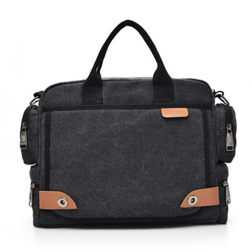 Lederen Aktetassen Mannen Laptop Aktetas Mannen Canvas Messenger Schoudertas Crossbody Sling Aktetas Tassen Satchel O0605 #30: Black