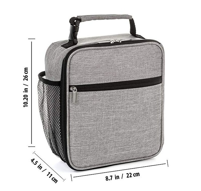 Insulated Lunch Bag Coolbag Work Picnic Food School Storage Box: Gray