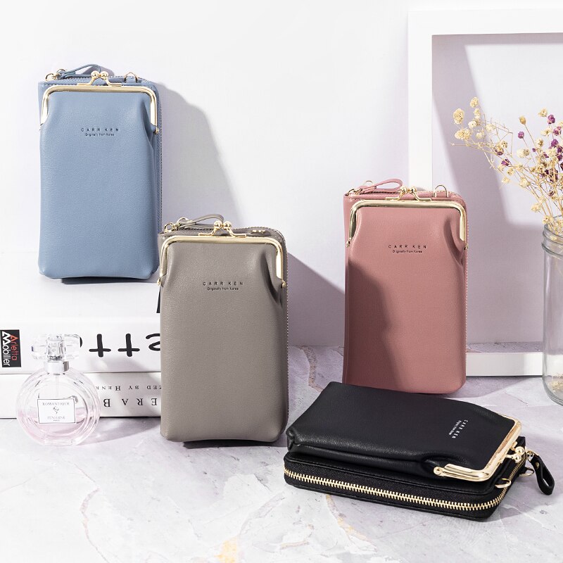 Women's Wallet Double-Layer Mobile Phone Bag Korean Ladies Messenger Shoulder Ultra Soft Multi Card Sto