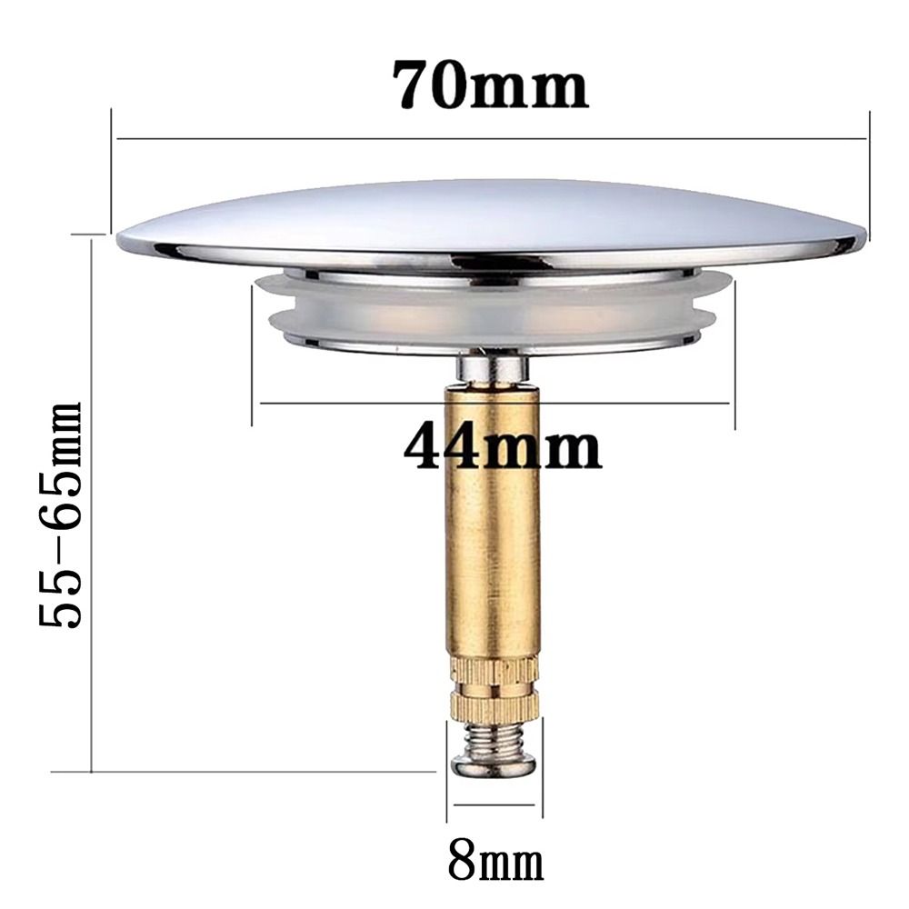 70mm Bathtub Plug Adjustable Bath Stopper Bathroom Tub Drain Filter Brass Pop Up Waste Stopper Strainer Accessory Only Flat Seal