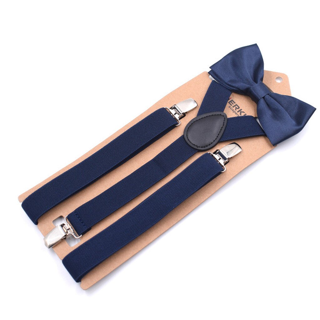 Heren Kinderen Bretels Bowtie Sets Kind Jongen Meisje Y-Back Braces Vrouwen Katoen Vlinder Riem Verstelbare Elastische Vlinderdas shirt Broek