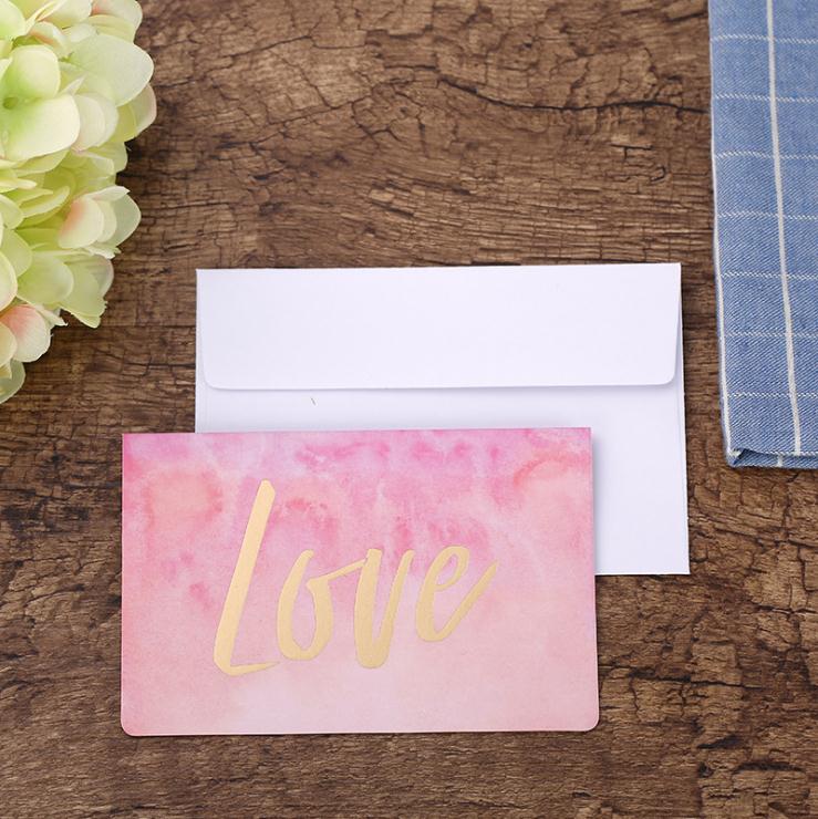 2 stks Goud Stempel Papier Verjaardagskaart Greenting Met envelop Kerstmis Dank U Bronzing Kaart