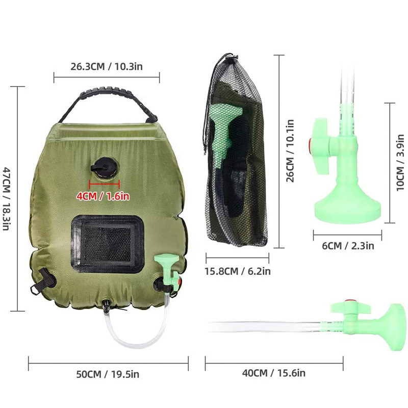 Portable Camping Shower Solar Heating Outdoor Hiking Camp Shower 20L Foldable Water Bag Portable Water Tank Hydration Bag