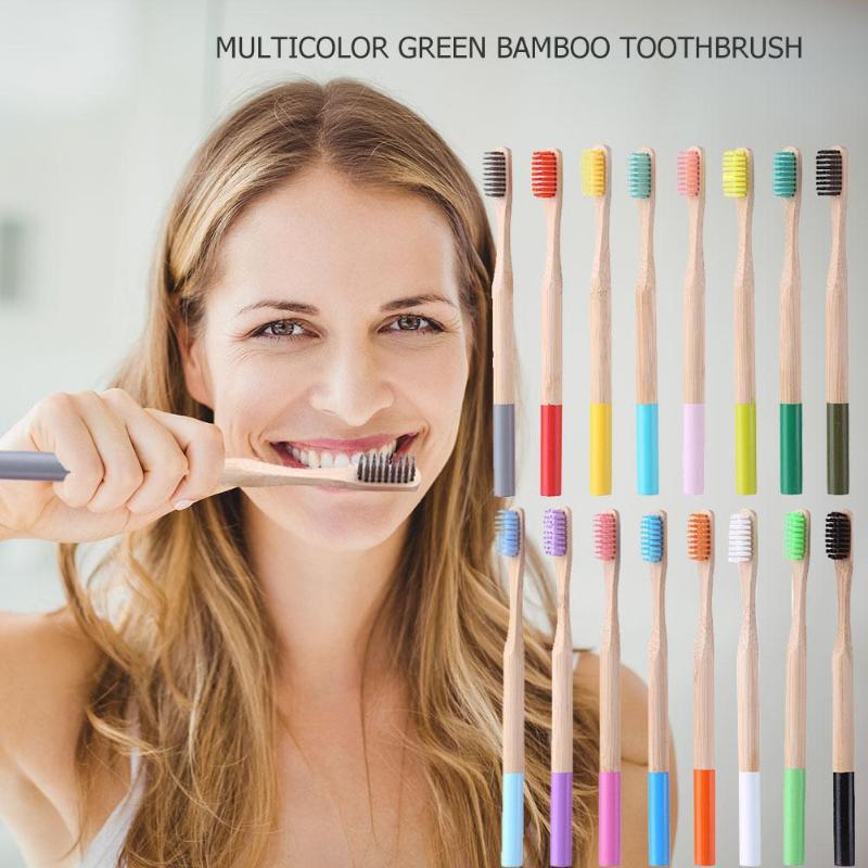 Eco-Friendly colourful Bamboo Toothbrush Rainbow portable Bamboo Toothbrush Oral Care Soft Bristle toothbrush