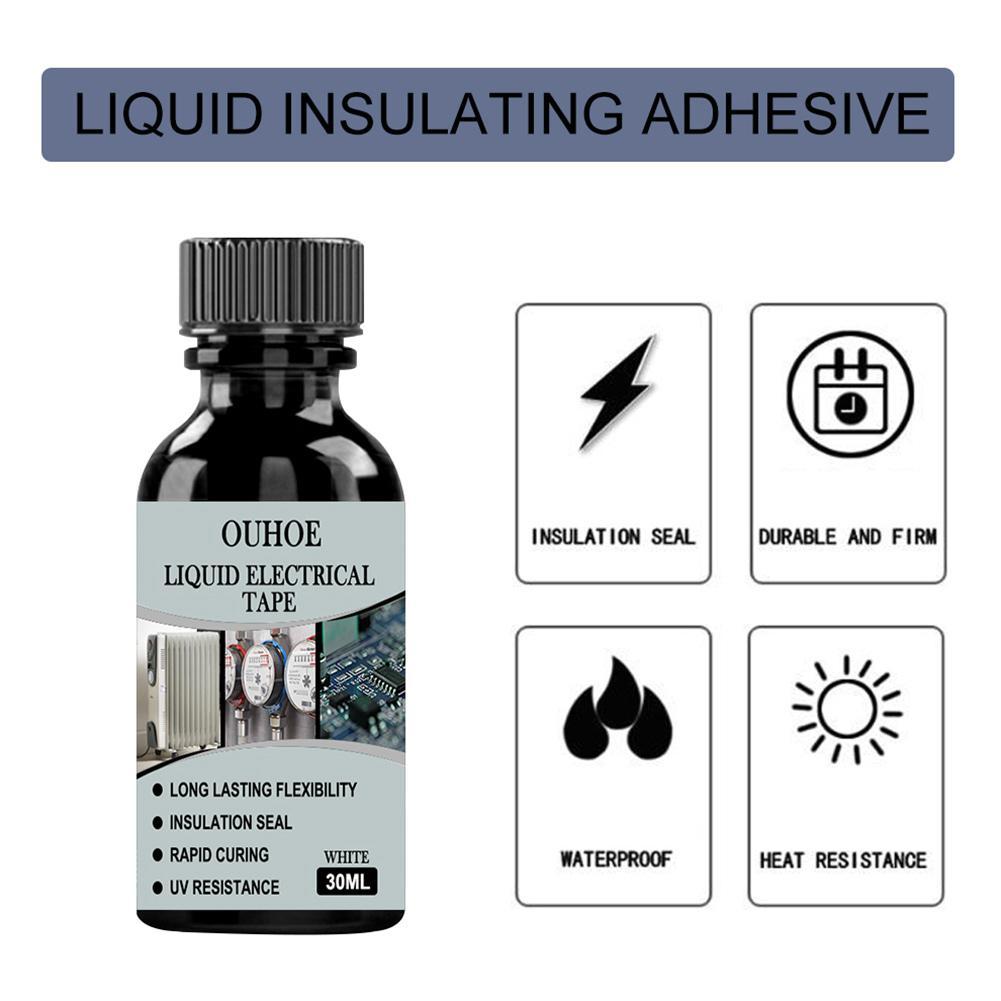 Cinta aislante líquida, sellador electrónico de silicona de goma resistente a agente fijo, alto pegamento, Temperat, 30/50ML, 1 Uds.,
