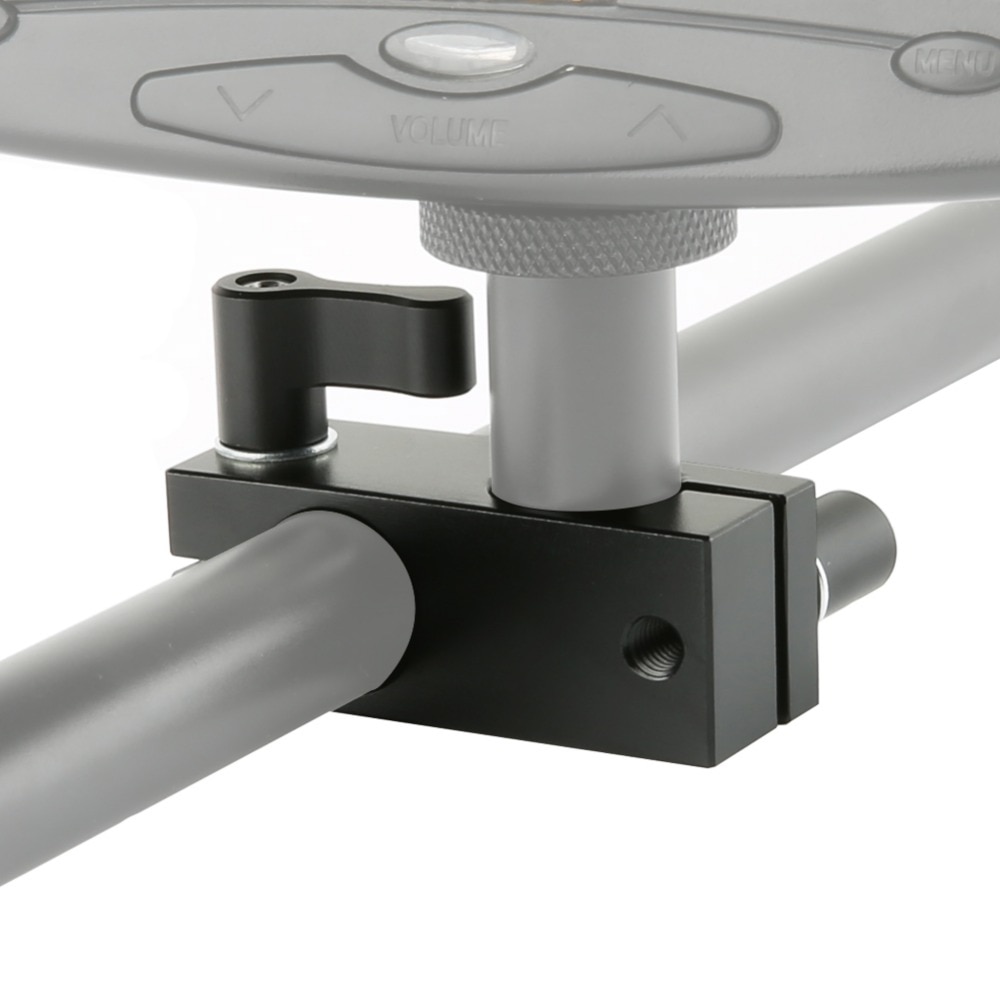 NICEYRIG Double Rod Clamp 15mm 90 Degrees Vertically Rail Connector Adapter DSLR Camera Rig Aluminum Alloy Black 2pcs Hand Screw