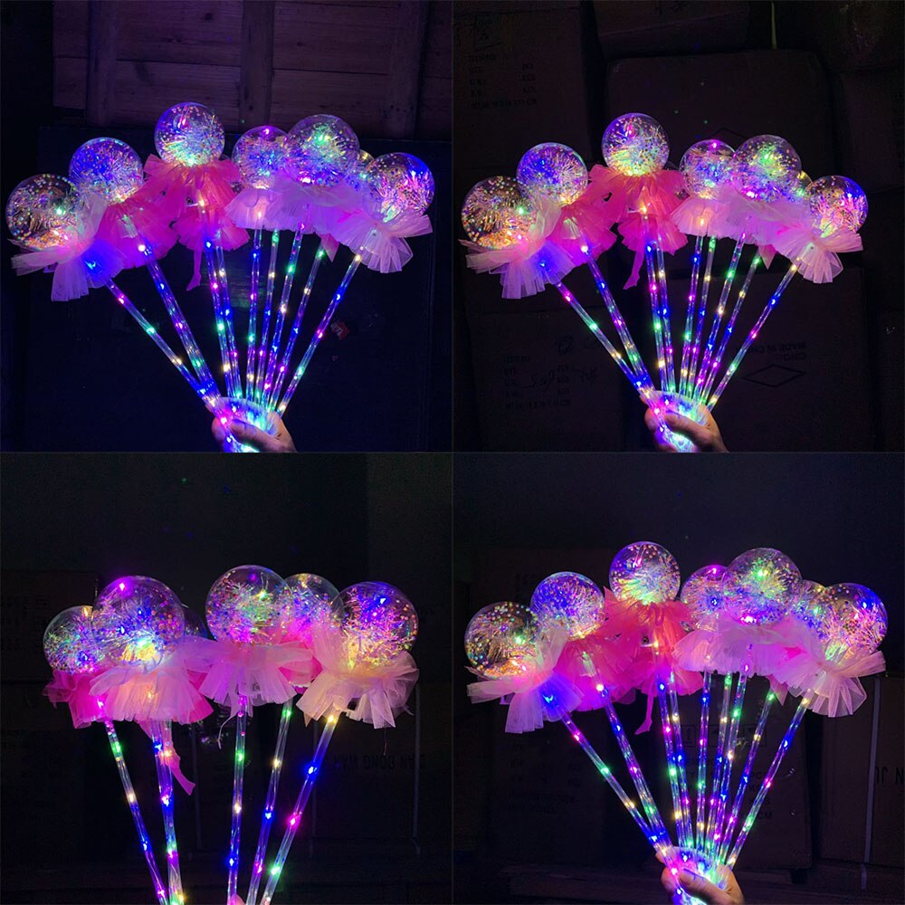2x Light-Up Princess Wand Fairy LED Scepter Magic Heart Stick Flashing Toy Pink Glow Stick