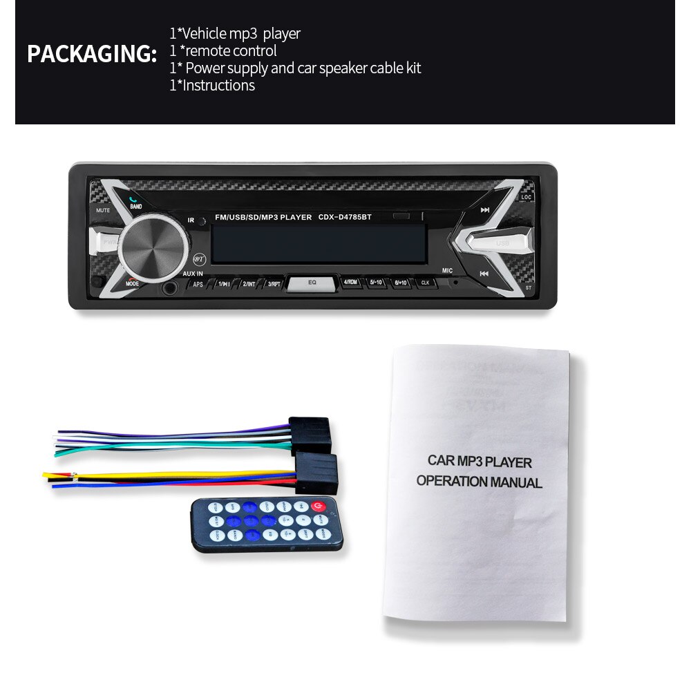 Detachable Car Radio MP3 USB Bluetooth Autoradio 1 Din Stereo Audio SD FM Tuner High Power with Wireless Remote Controller