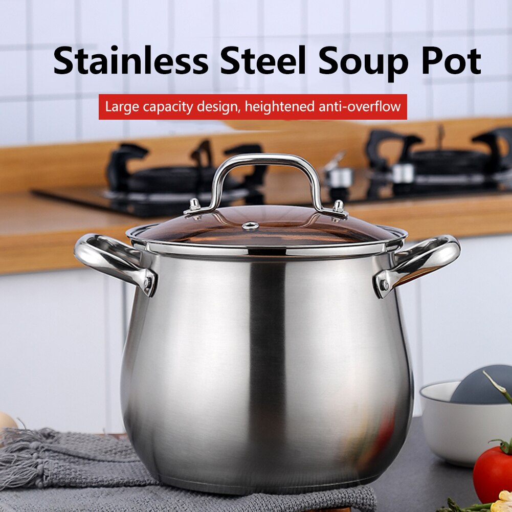 304 Food-grade Stainless Steel Stew Pot Anti-overflow Corrosion-resistant Thickened Bottom Stockpot For Kitchen Induction Cooker