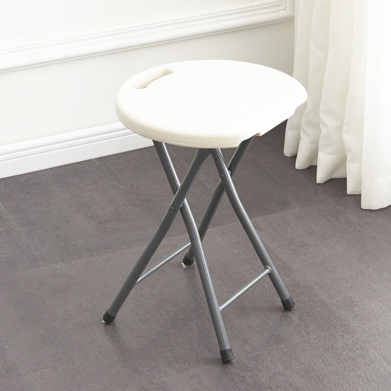 Thickened Plastic Folding Stool Household Living Furniture Round Restaurant Folding Chair Multifunctional Outdoor Portable Seats: white