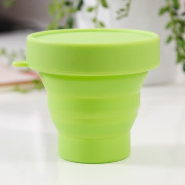 Menstrual Sterilizing Cup Collapsible Silicone Cup flexible to clean Menstrual Cup Recyclable Camping Foldable Sterilizer Cup: Green