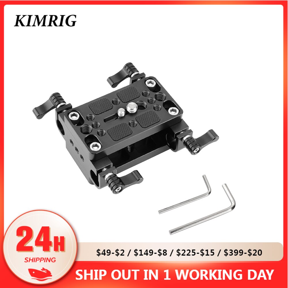 KIMRIG Camera Mounting Plate Tripod Monopod Mounting Base Plate With 15mm Rod Clamp Railblock For Rod Support / Dslr Rig Cage