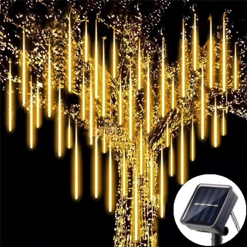 Lumière Led solaire extérieure pluie de météores lumières étanche décor de jardin guirlande de rue extérieure nouvel an décoration de noël: orange / 0-5W