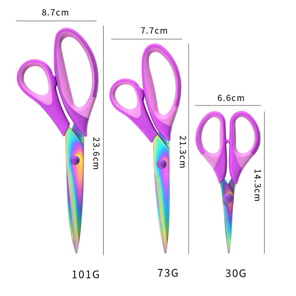 3Pcs Tailor Craft Scissors Sharp Titanium Blades Shears Multipurpose Scissors Tool Set Great for Office Sewing Arts Supplies: Purple