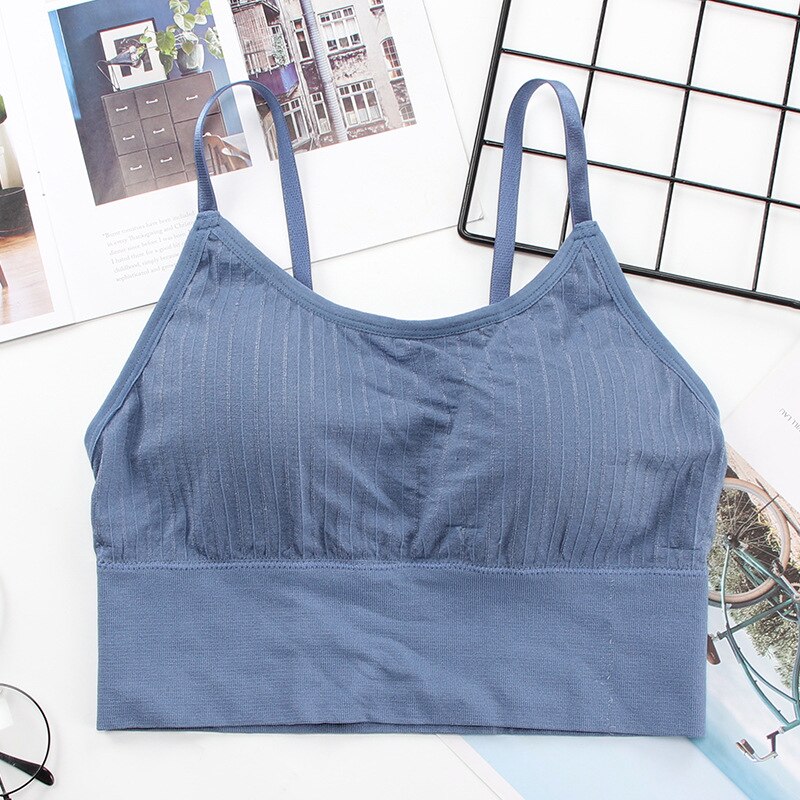 Cotton Sports Bras Women Push Up Solid Sports Bra Jogging Gym Women Sports Bra Girl Underwear Fitness Running Yoga Sport Tops: Blue