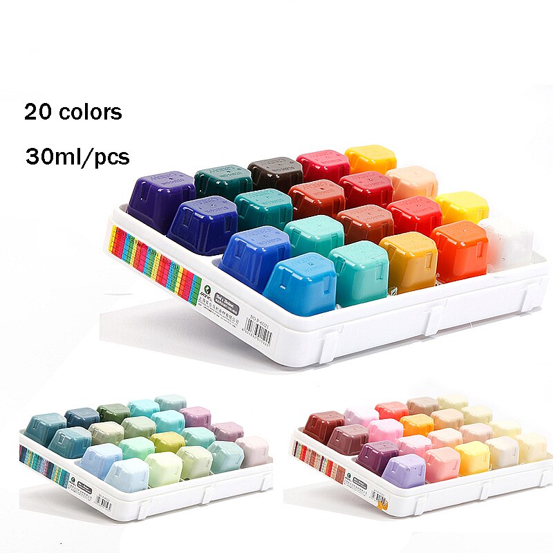 Acuarelas Gouache profesionales, 20 colores, 30ml, único de taza de gelatina, pintura Gouache para artistas, estudiantes, suministros de arte