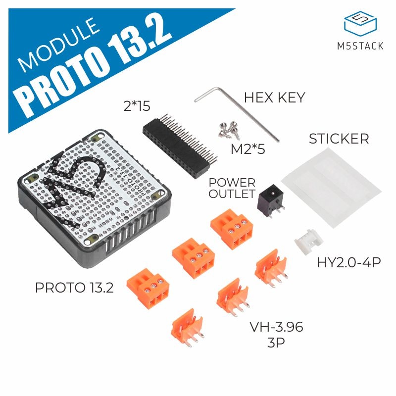 M5Stack Oficial PROTO 13.2 Proto Universal DIY Módulo Stack 2.54 milímetros Arremesso Buraco Placa de Expansão Protótipo ProtoShield para ESP32