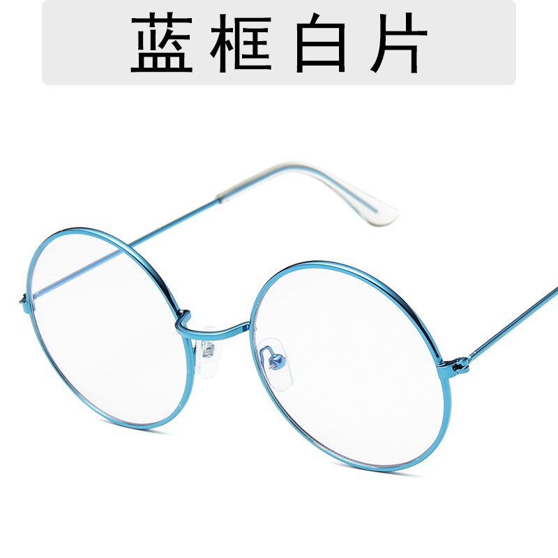 Retro runde solbriller kvinner merke farget linse solbriller kvinner legering speil kvinnelige oculos de sol hippie chic stil: Blå og klar